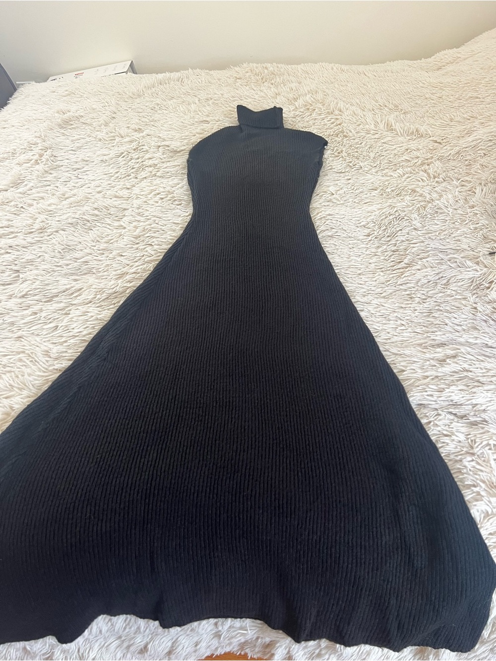 Sleeveless Black Turtleneck Knit Dress